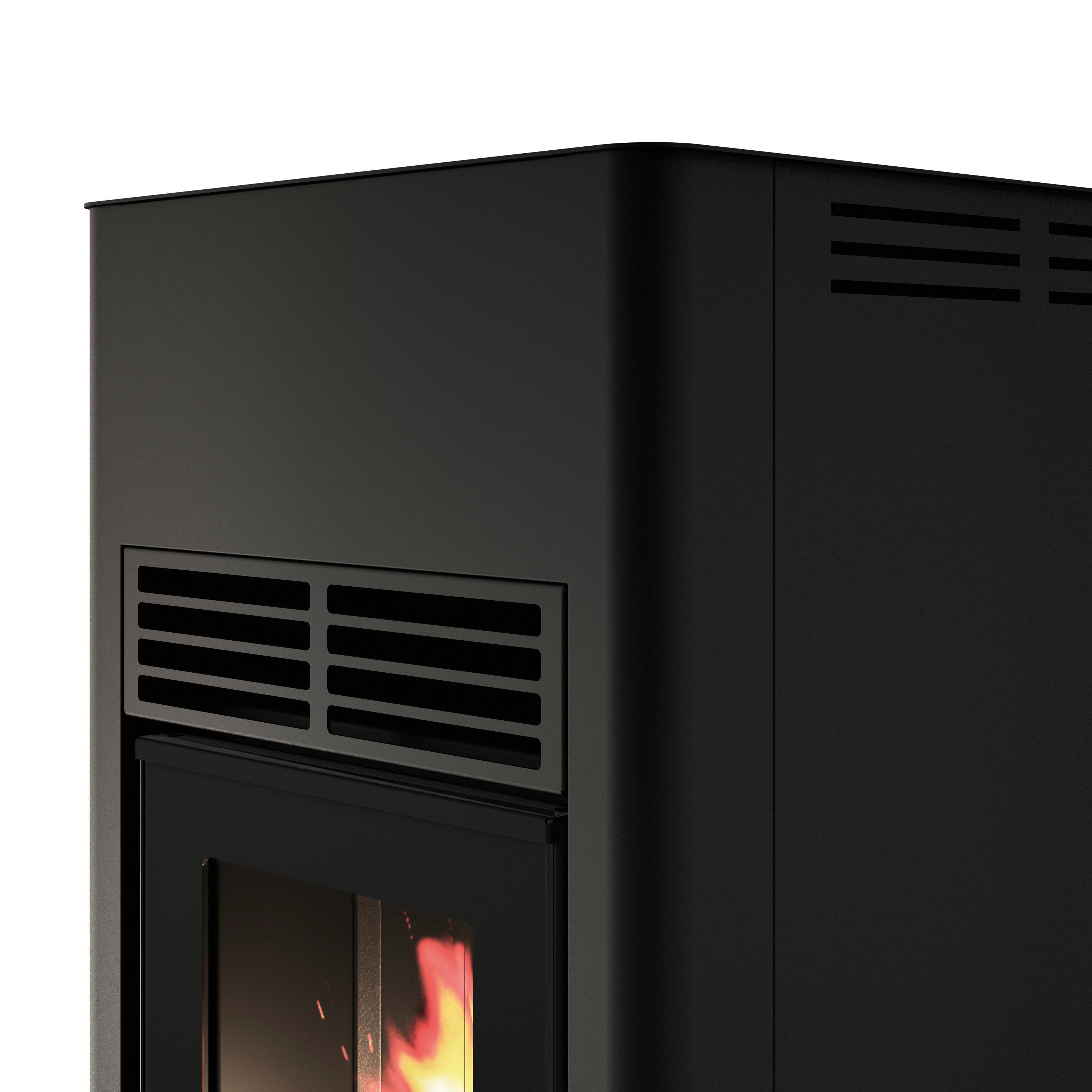 Pelletofen Karina Schwarz Metall 9,5 Kw mit Wi-Fi - Schwarz, Basics, Metall (44,6/51,7/100,4cm)
