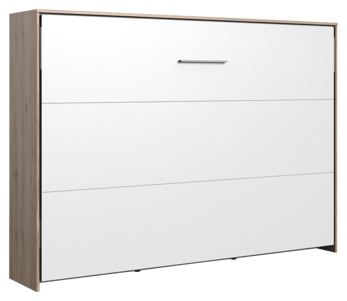 Schrankbett mit Lattenrost 140x200 Juist, Weiß/ Eiche - Eichefarben/Weiß, KONVENTIONELL, Holz/Holzwerkstoff (140/200cm) - MID.YOU