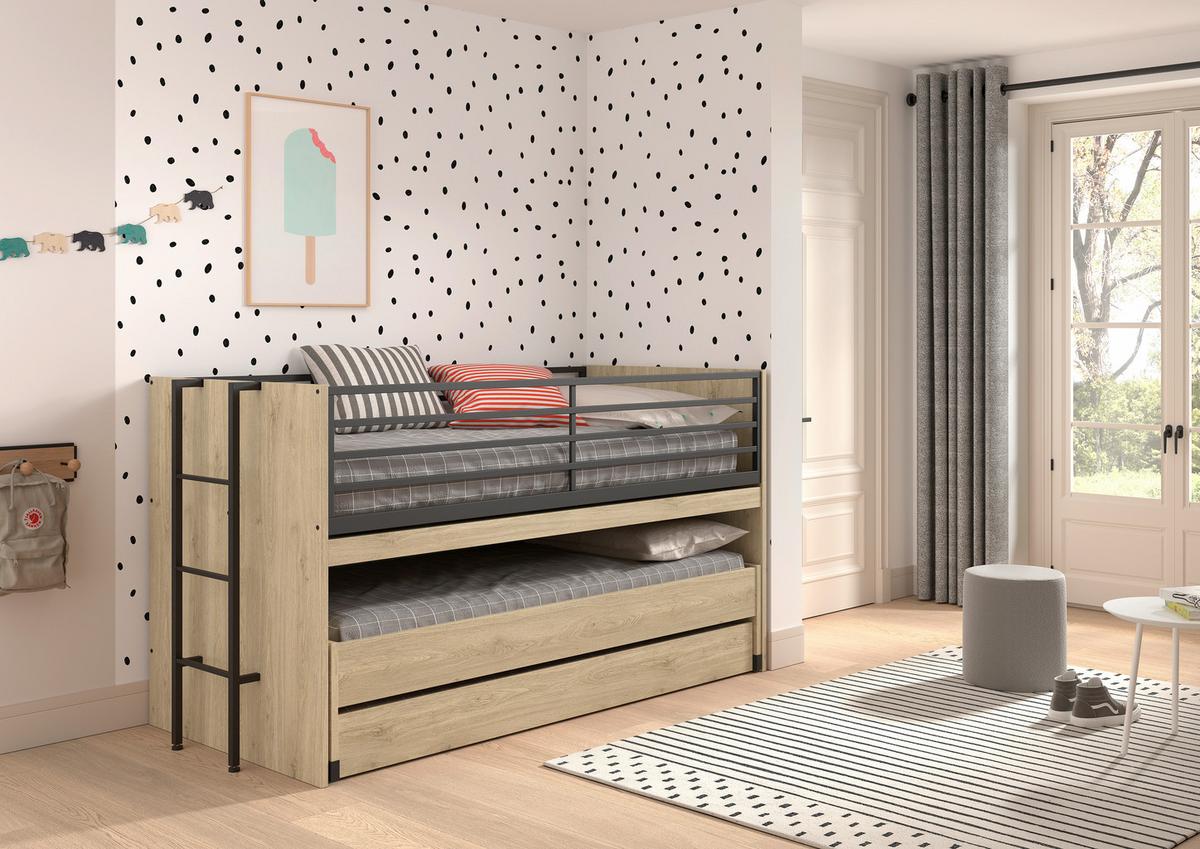 Hochbett Sam - Eichefarben, MODERN, Holzwerkstoff (90/200cm) - MID.YOU