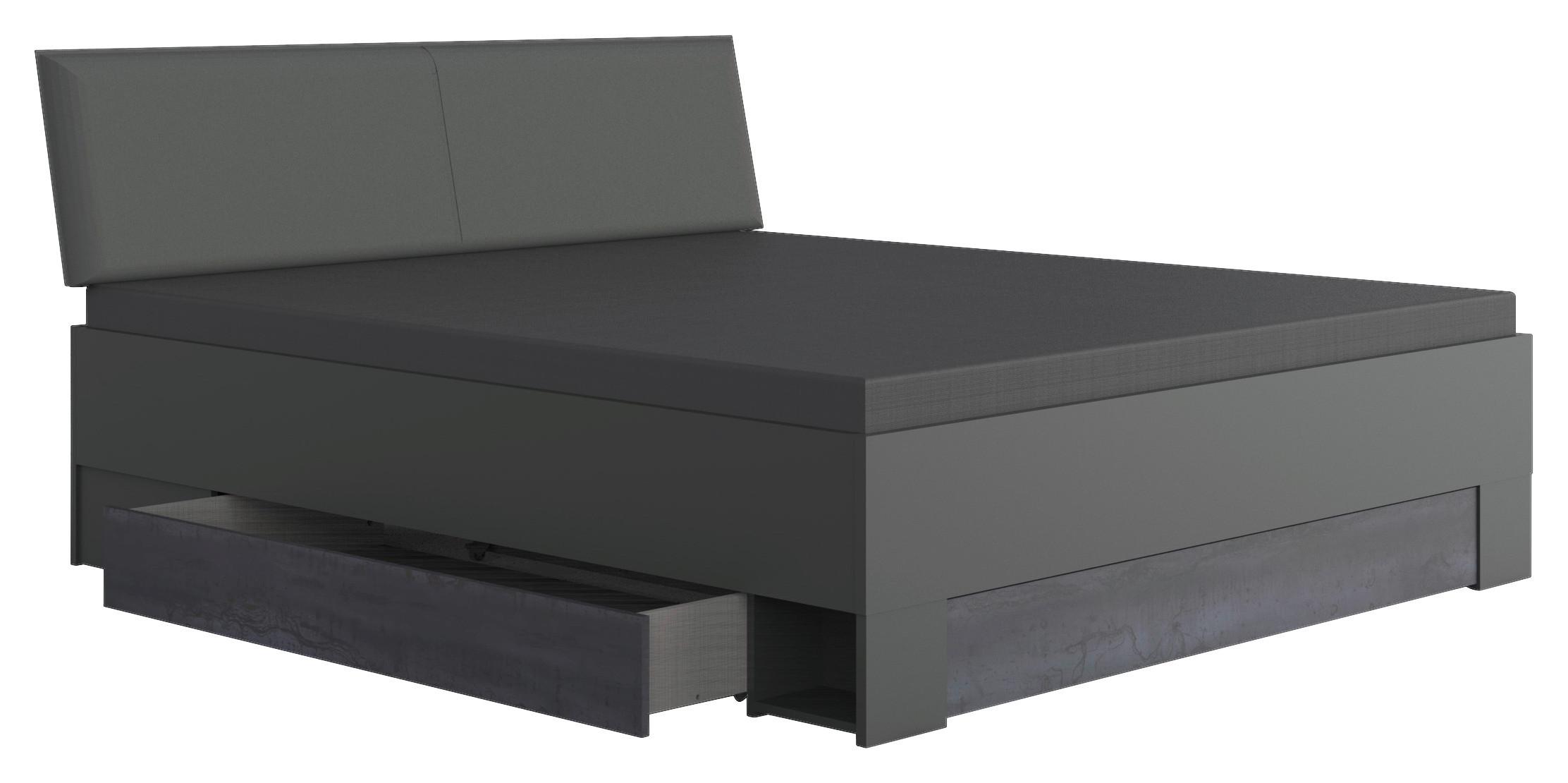 Bett mit Bettlade 180x200 Kopenhagen Dunkelgrau - Dunkelgrau/Graphitfarben, Basics, Karton/Holzwerkstoff (180/200cm) - MID.YOU