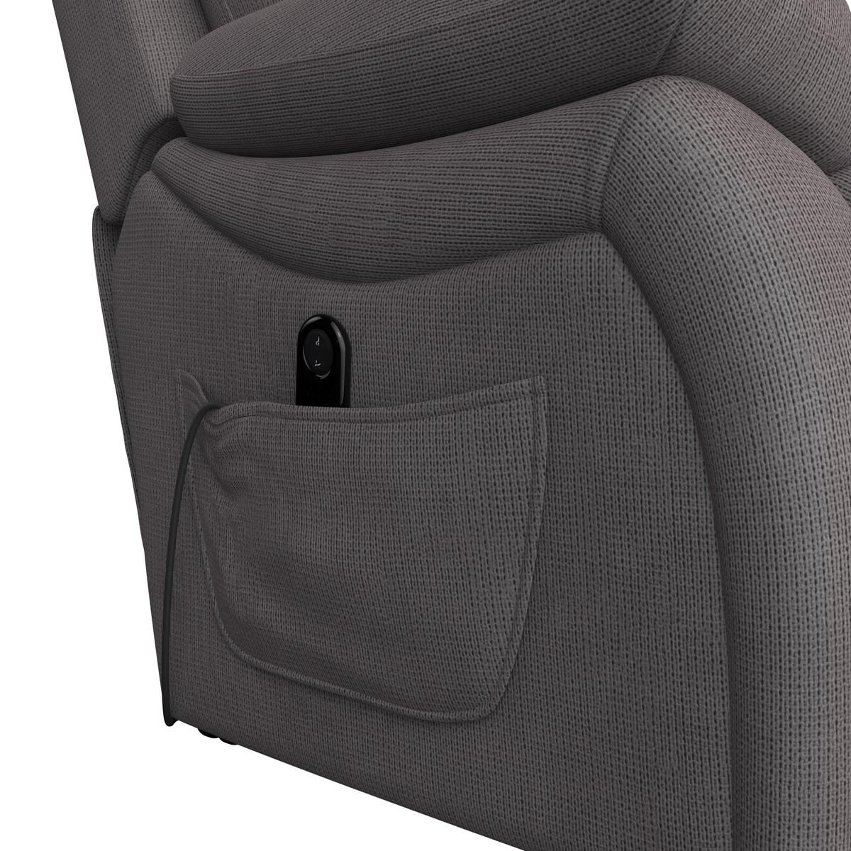 Relaxsessel mit Aufstehhilfe Mario Webstoff Dunkelgrau - Dunkelgrau/Schwarz, MODERN, Textil/Metall (89/107/94cm) - James Wood