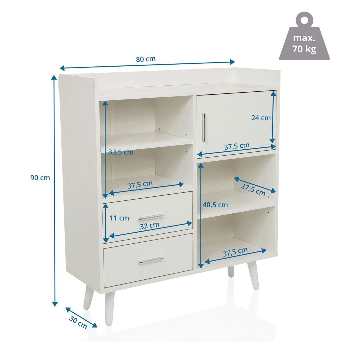 Kommode Myrdal Weiß B: 80 Cm - Weiß, MODERN, Holzwerkstoff (80/90/30cm) - MID.YOU