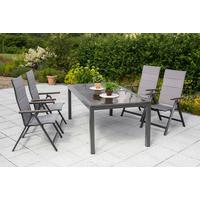 Gartensessel Klappbar Trivero Aluminium - Graphitfarben/Grau, MODERN, Kunststoff/Metall (58/112/113cm) - Gardenson