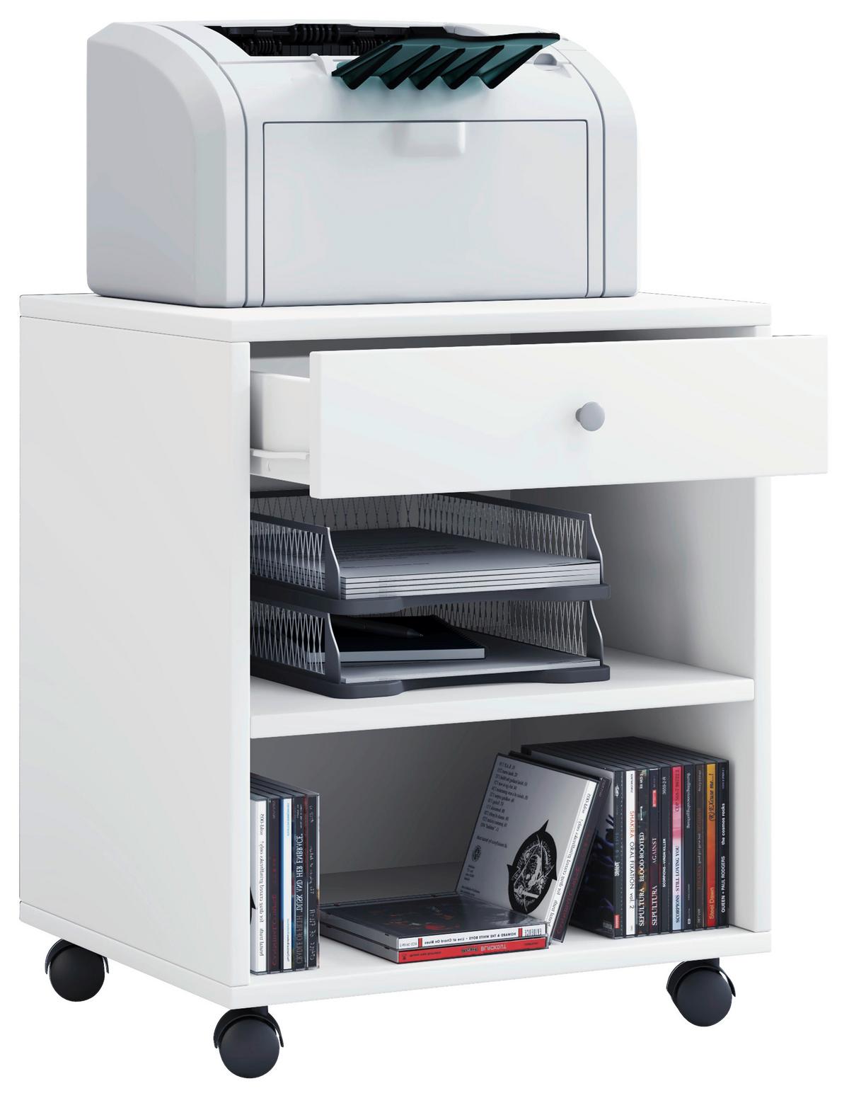 Rollcontainer Weiß Salda Bxhxt: 45x54x38 Cm - Weiß, Basics, Holzwerkstoff/Kunststoff (45/54/38cm) - MID.YOU