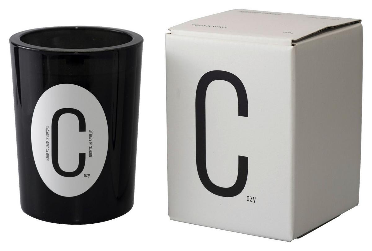 Svíčka ve skle Letter, Ø/V: 9/12 cm - šedá/bílá, parafín/sklo (9/12cm) - Modern Living