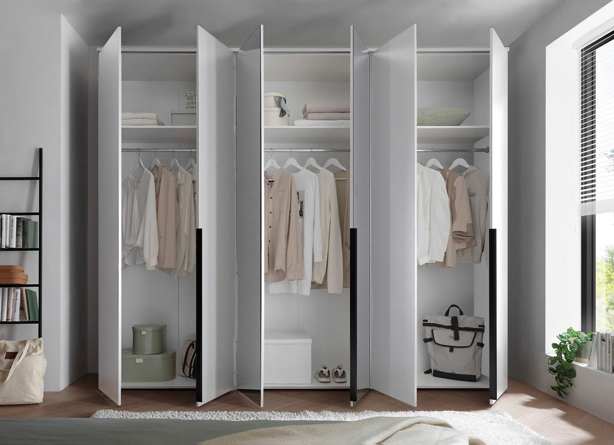 Drehtürenschrank 270 Cm Kevo Weiß/spiegelglas - Weiß, MODERN, Glas/Holzwerkstoff (270/225/52cm) - Carryhome