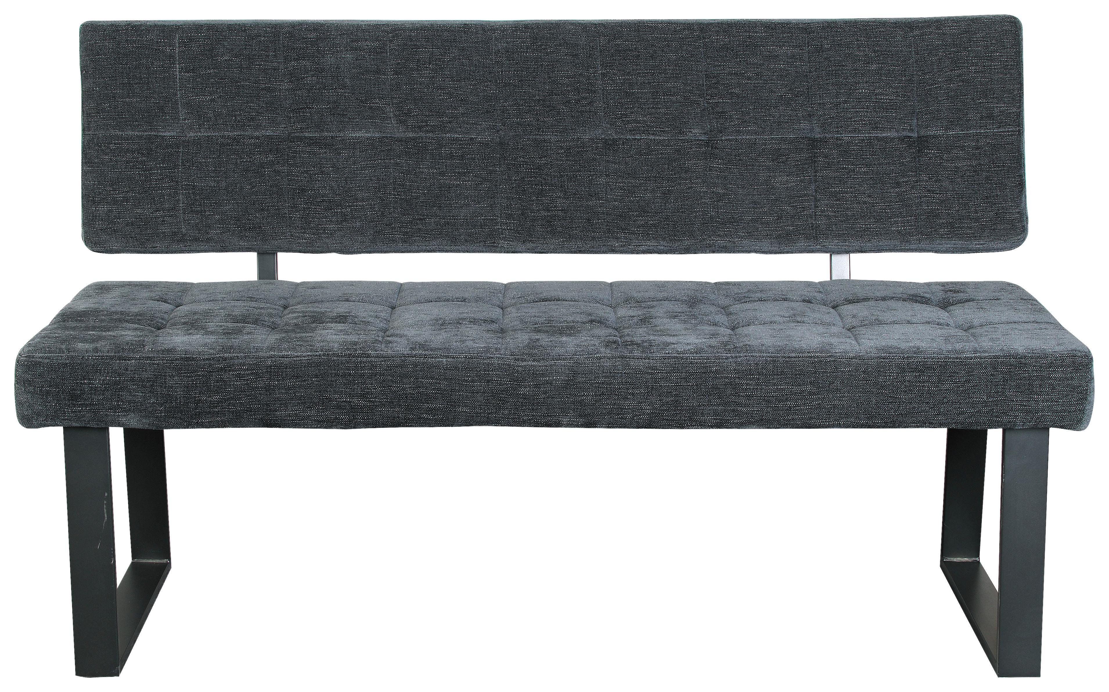 Sitzbank Mit Lehne Dunkelgrau Volda 140x85 Cm - Dunkelgrau/Schwarz, MODERN, Textil/Metall (140/85/56cm) - MID.YOU
