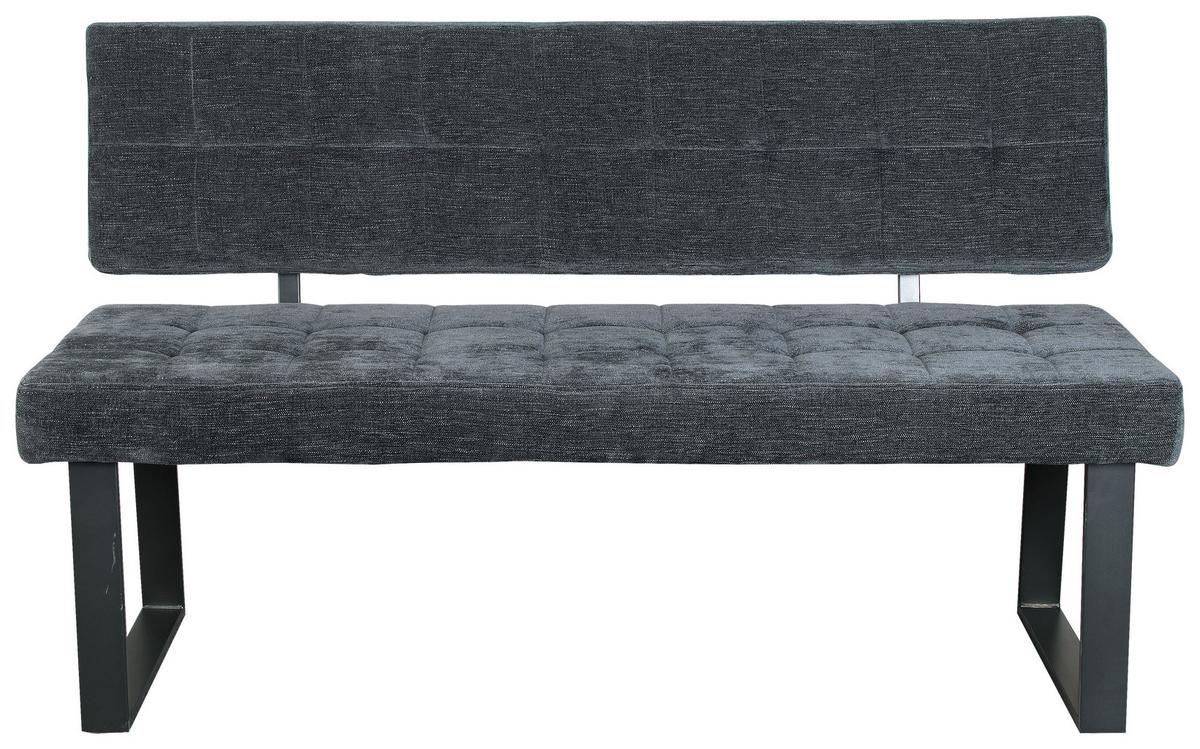 Sitzbank Mit Lehne Dunkelgrau Volda 140x85 Cm - Dunkelgrau/Schwarz, MODERN, Textil/Metall (140/85/56cm) - MID.YOU