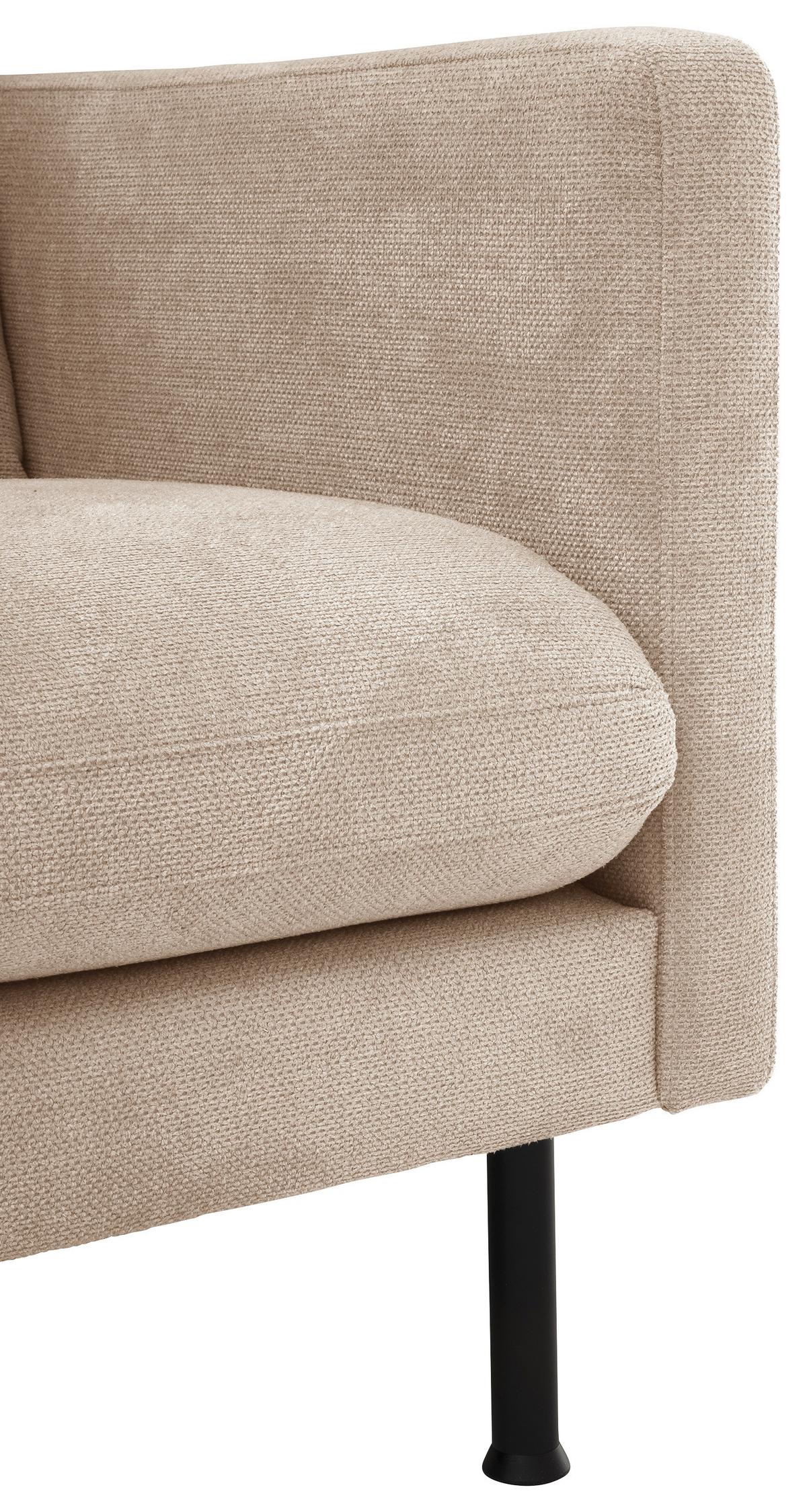 Ecksofa Nathan Rücken Echt, Beige - Beige/Schwarz, MODERN, Textil (286/78/160cm) - Max Winzer