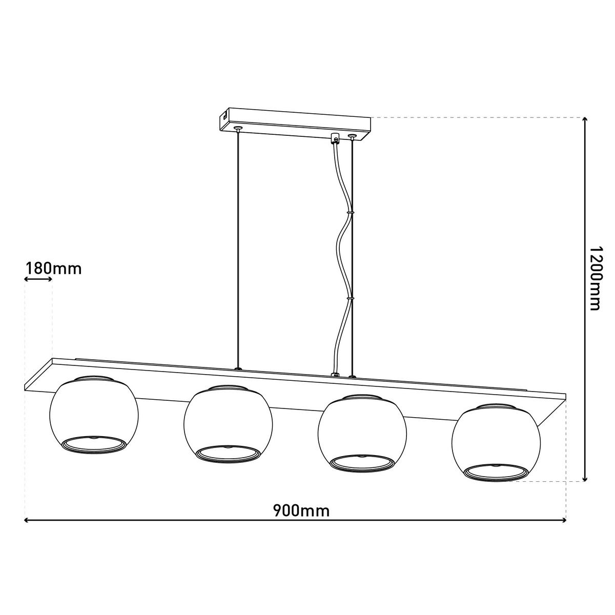 Pendelleuchte Kautschukholz - Schwarz/Naturfarben, Design, Glas/Holz (90/18/120cm) - Näve