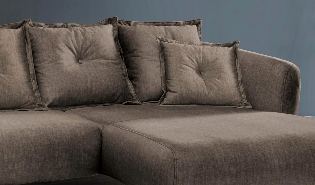 Ecksofa Baggio Mit Kissen Textil Braun - Schwarz/Braun, MODERN, Holz/Textil (277/94/162cm) - Livetastic