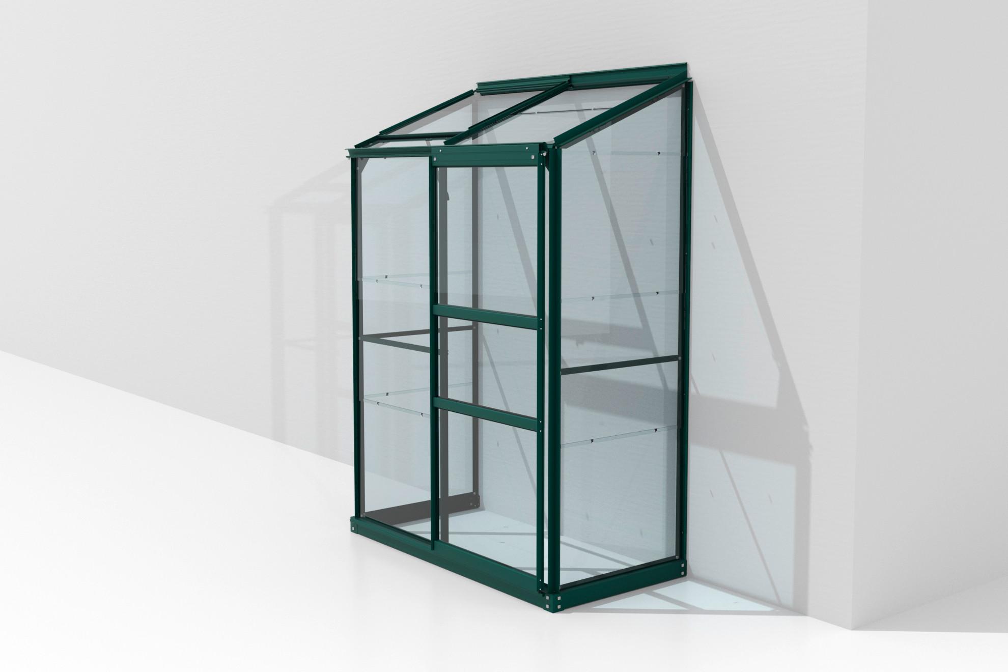 Anlehn-gewächshausbausatz Ida 900 Esg3mm, Smaragd - Grün, Basics, Metall (130,6/182,3/68,8cm)
