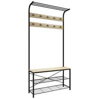 Garderobe Taliro Schwarz Honigeiche Dekor - Honigeiche/Schwarz, Design, Holzwerkstoff/Metall (90/190/30cm) - MID.YOU
