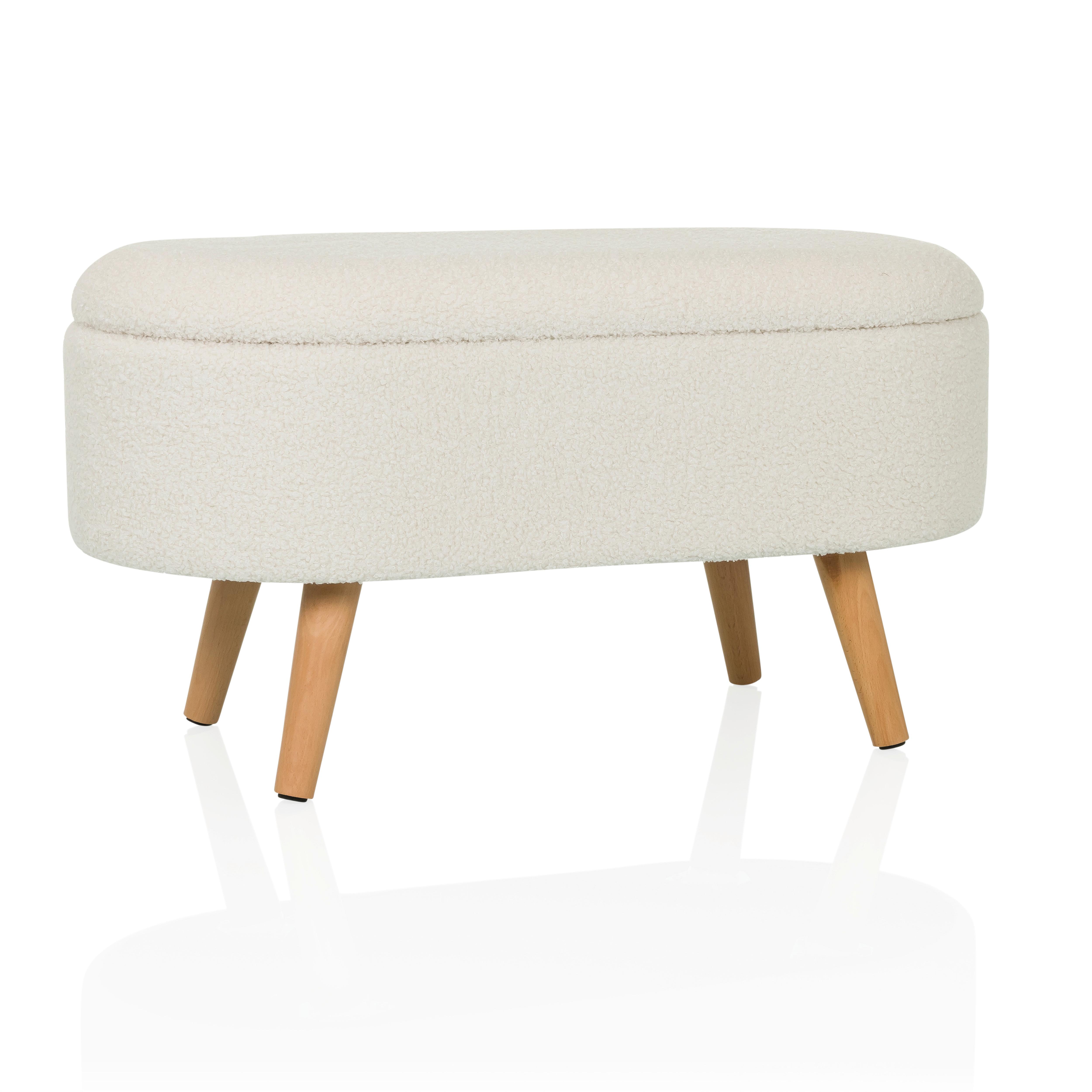 Hocker Storiano Weiß B: 82 Cm - Eichefarben/Weiß, MODERN, Textil (82/43/47cm) - MID.YOU