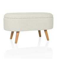 Hocker Storiano Weiß B: 82 Cm - Eichefarben/Weiß, MODERN, Textil (82/43/47cm) - MID.YOU