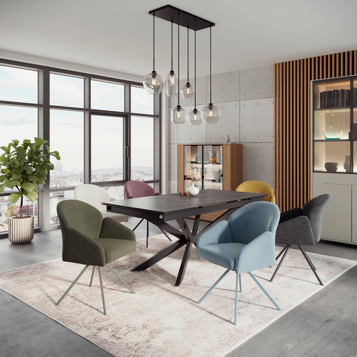 Esstisch ausziehbar Andi 180-260x76 cm Grau/Schwarz - Schwarz/Grau, MODERN, Keramik/Metall (180-260/76/90cm)