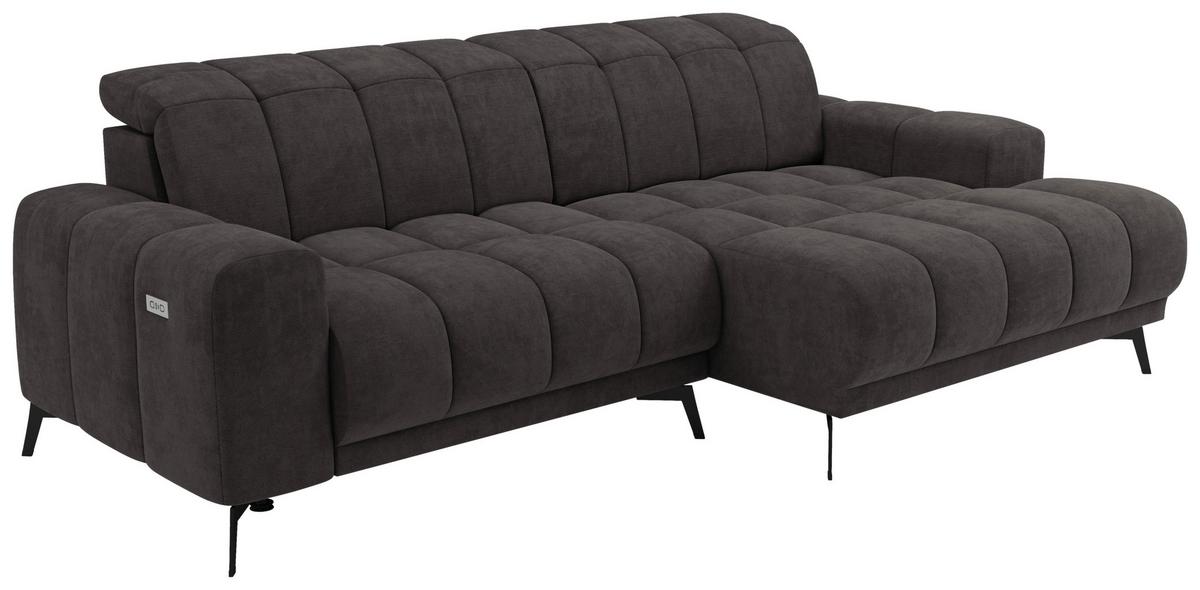 Rohová sedačka LAYA, pravá, tmavě hnědá tkanina MEMPHIS - tmavě hnědá, Moderní, textil (250/155cm) - Premium Living