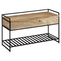 Lavice masiv mango/kov š: 90cm - hnědá, Moderní, dřevo (90/52/38cm) - MID.YOU