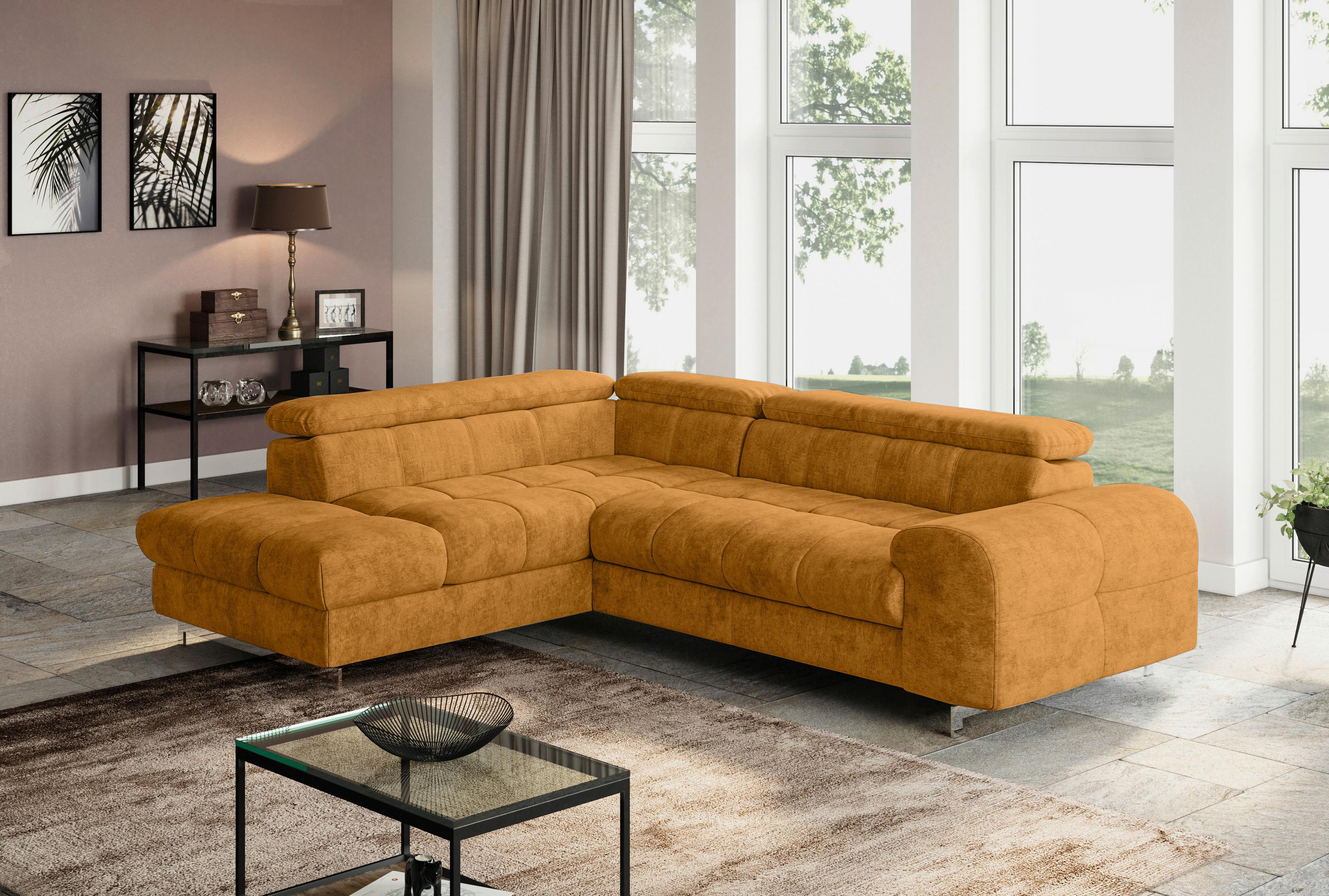 Ecksofa mit Schlaffunktion Cloud + Goldfarben - Chromfarben/Goldfarben, KONVENTIONELL, Textil (206/257cm) - Livetastic