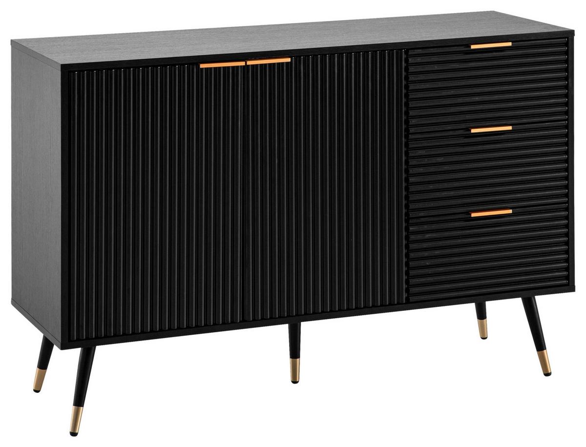 Sideboard Schwarz B: 120 cm - Schwarz, Design, Holzwerkstoff (120/80/40cm) - MID.YOU