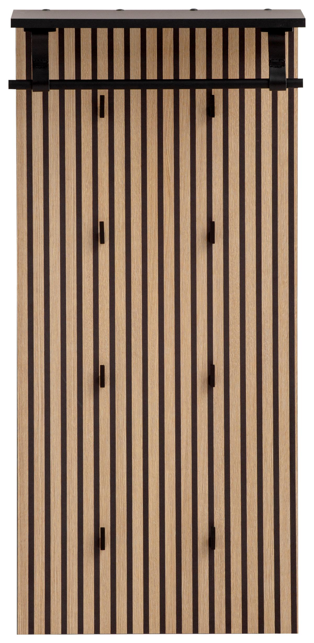 Garderobenpaneel Hank 800 Akustik - Eichefarben/Schwarz, Design, Holzwerkstoff (50/110,6/20,9cm) - MID.YOU