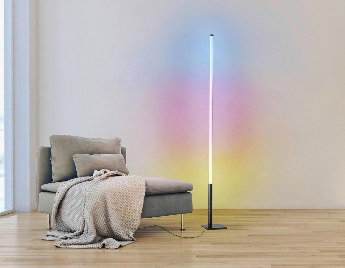 Stehlampe Picacha 1 Schwarz/Weiss - Schwarz/Weiß, Basics, Kunststoff/Metall (2/2/150cm) - Eglo