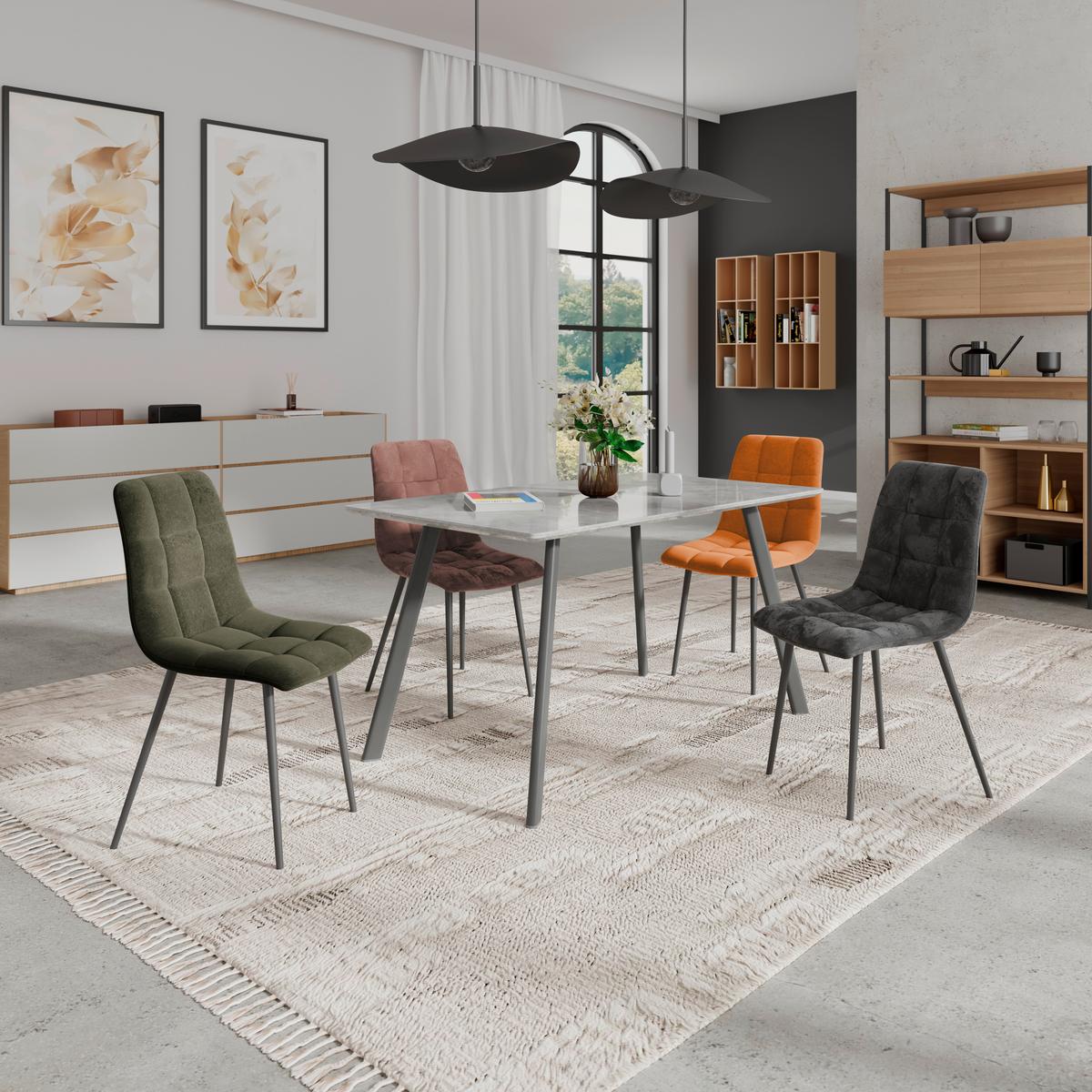 Esstisch George Mdf Grau Dekor, B: 120cm - Schwarz/Grau, Trend, Keramik/Holzwerkstoff (120/76/80cm)