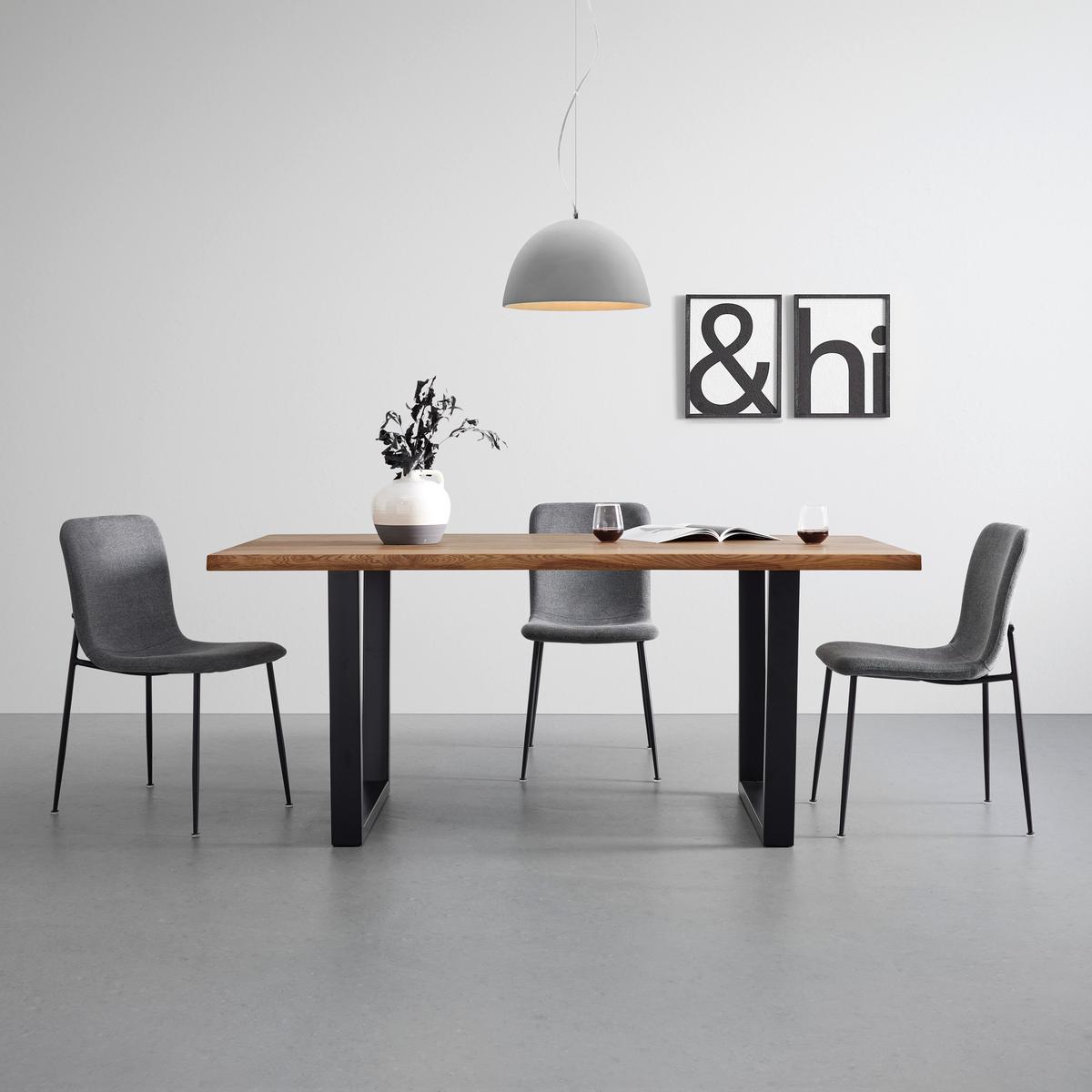 Jídelní stůl Juno 180x90 cm - černá/barvy dubu, Moderní, kov/dřevo (180/90/76cm) - Bessagi Home