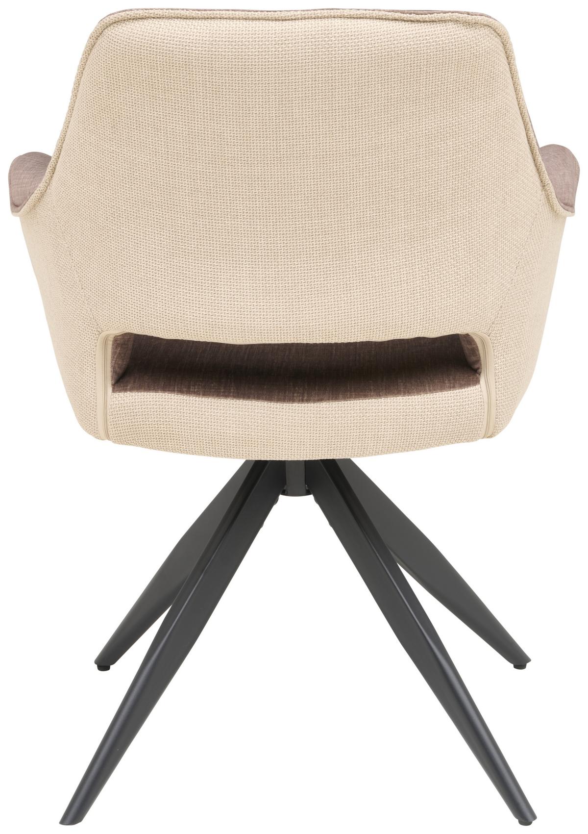 Armlehnstuhl Kiran Samt Beige, B: 62 Cm - Beige/Schwarz, KONVENTIONELL, Textil/Metall (62/86/64cm) - MID.YOU