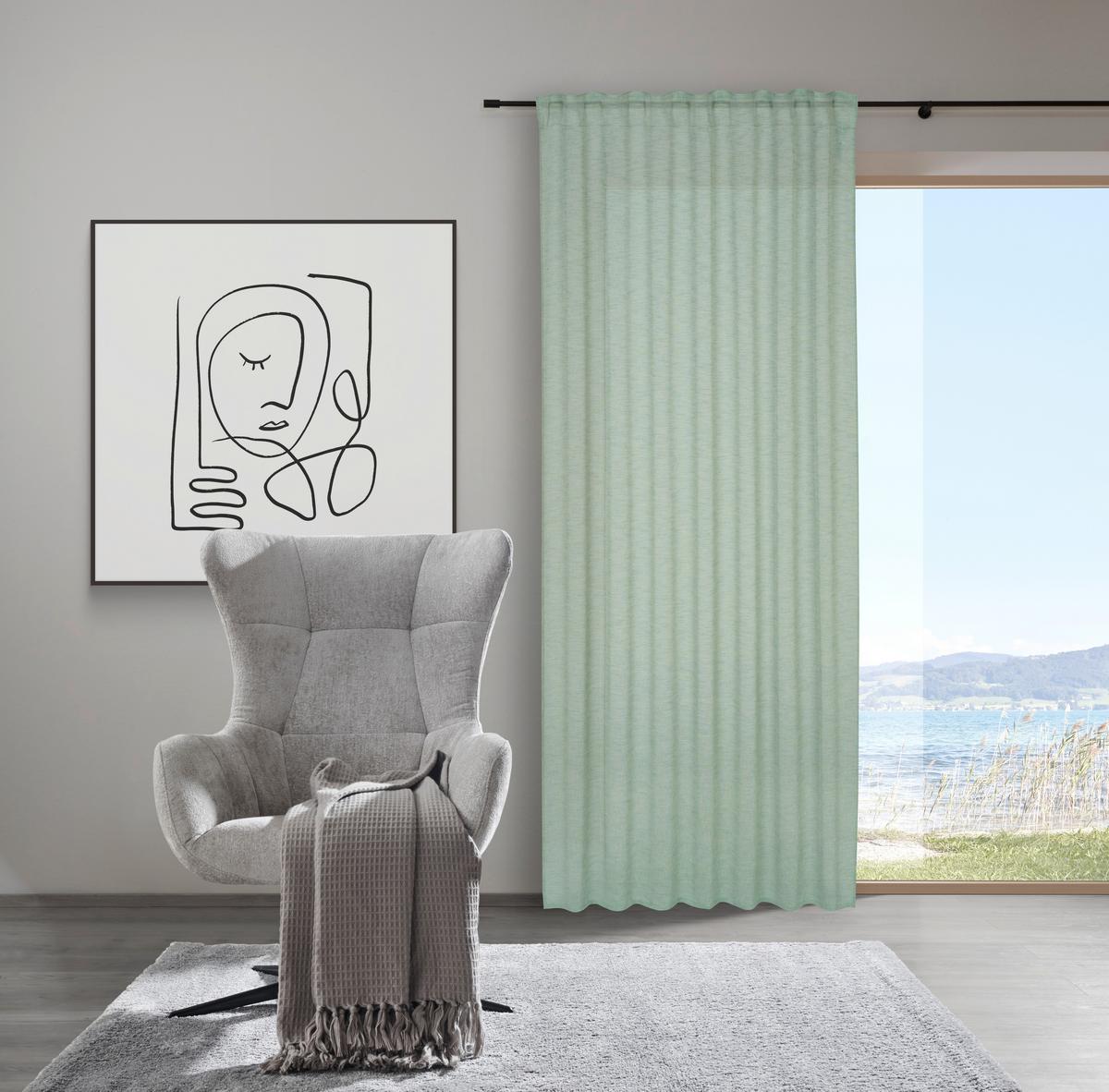 HOTOVÝ ZÁVĚS Sigrid, 140/300cm, zelená - zelená, Moderní, textil (140/300cm) - Premium Living