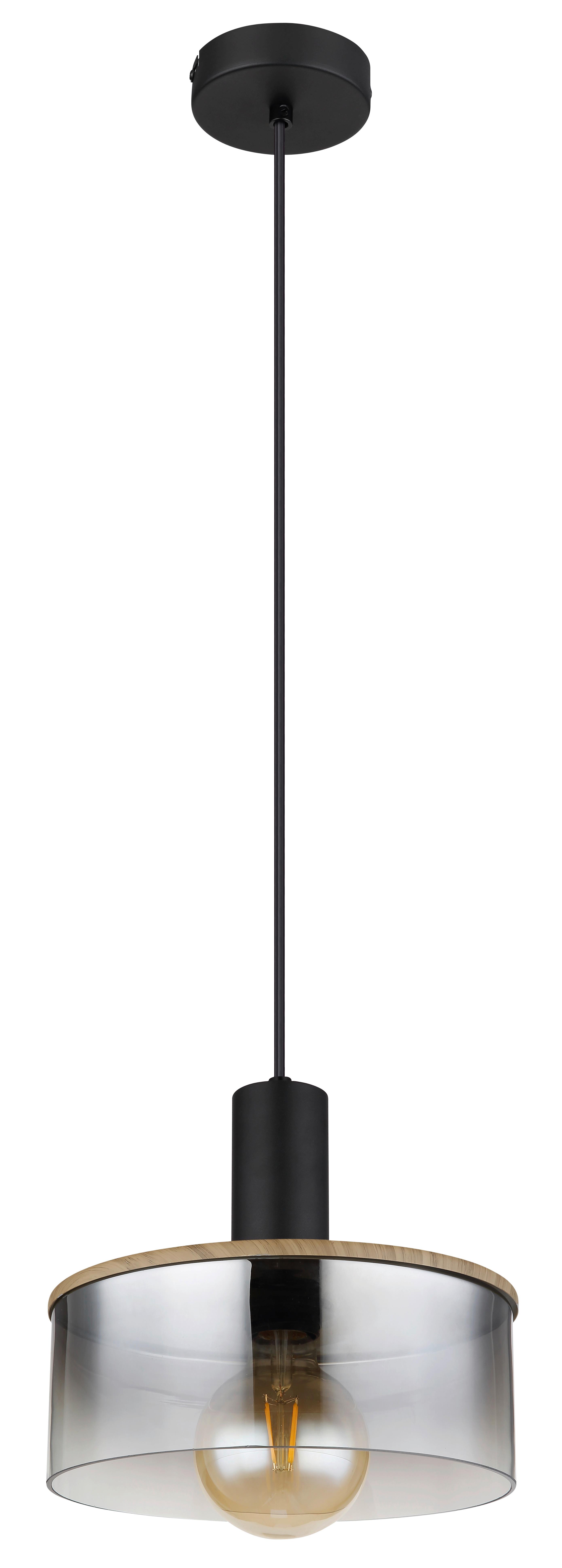 Hängeleuchte 15551h2 H: 120 cm 1-Flammig, Rauchglas - Dunkelbraun/Schwarz, Design, Glas/Kunststoff (25/120cm) - Globo