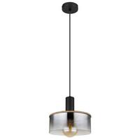 Hängeleuchte 15551h2 H: 120 cm 1-Flammig, Rauchglas - Dunkelbraun/Schwarz, Design, Glas/Kunststoff (25/120cm) - Globo