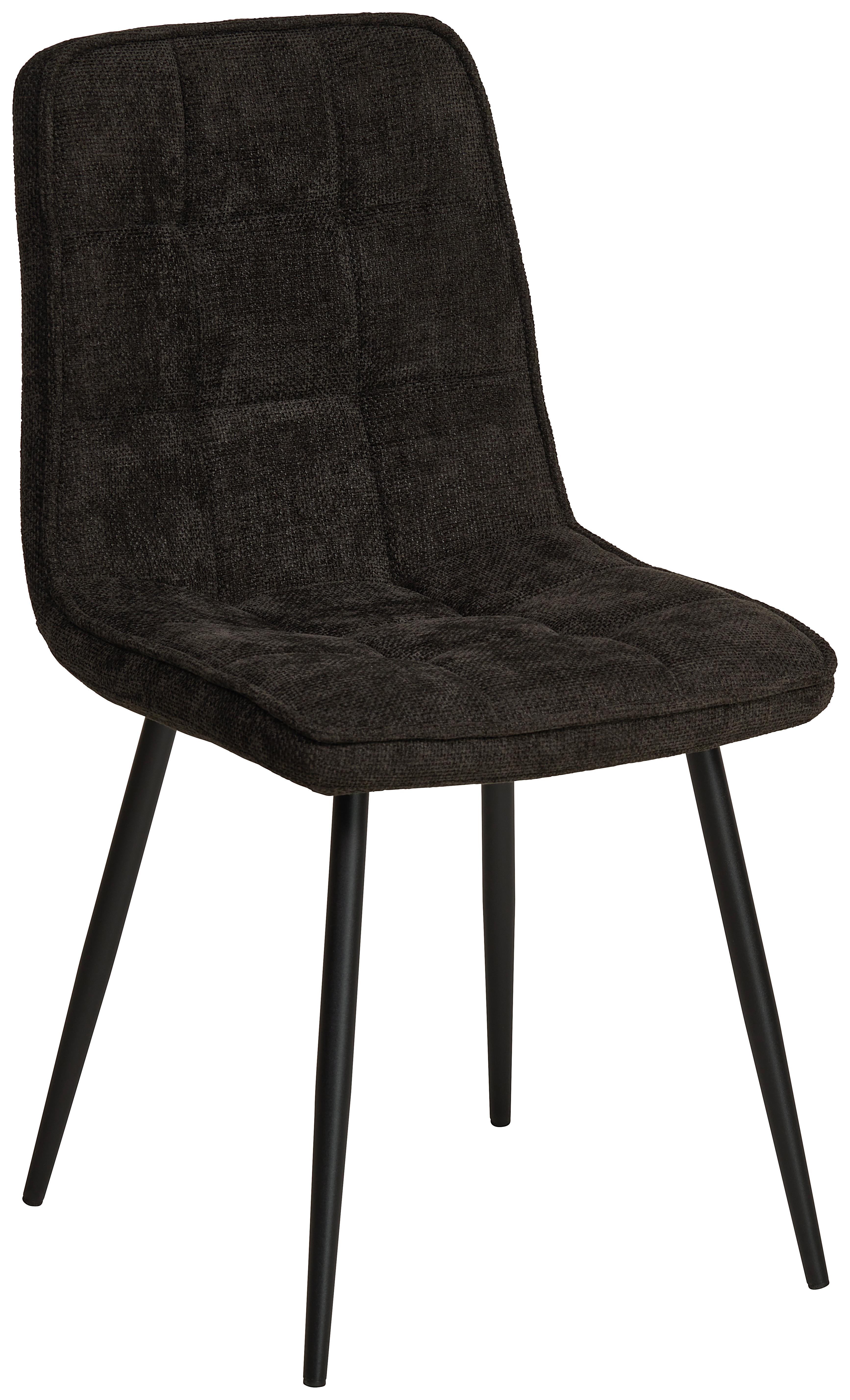 Vierfußstuhl Nevio Leinenoptik Schwarz, B: 45 cm - Schwarz, KONVENTIONELL, Holz/Textil (45/89/58cm) - MID.YOU