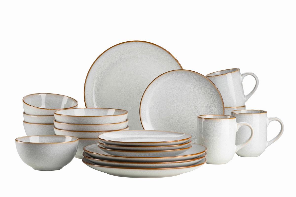Kombiservice Mabella Steinzeug 20--Teilig. - Hellgrau, Basics, Keramik - Mäser