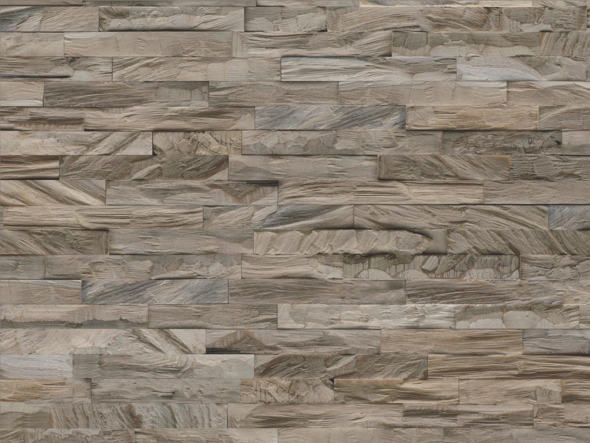 Wandverkleidung Teak Diamond Ancient Grey - Graubraun, Basics, Holz (61/15/2cm)