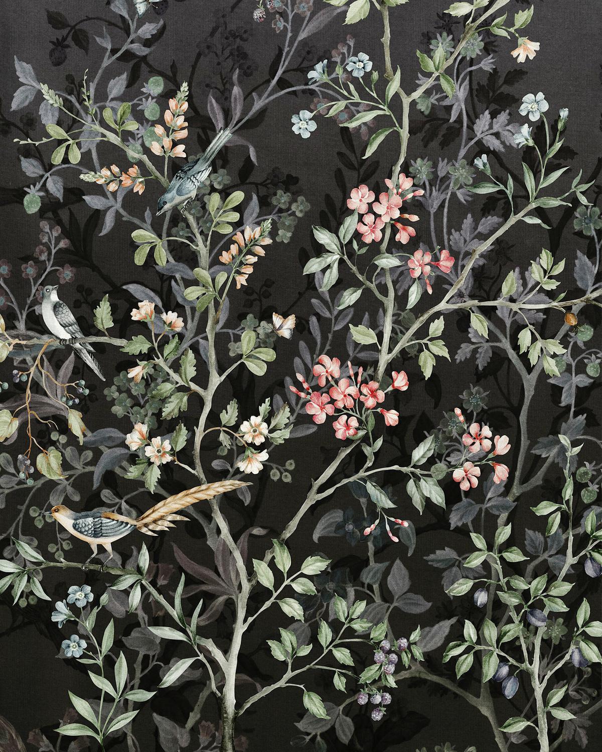 Vliestapete Nuit Royale - Schwarz/Rosa, Basics (200/250cm) - Komar