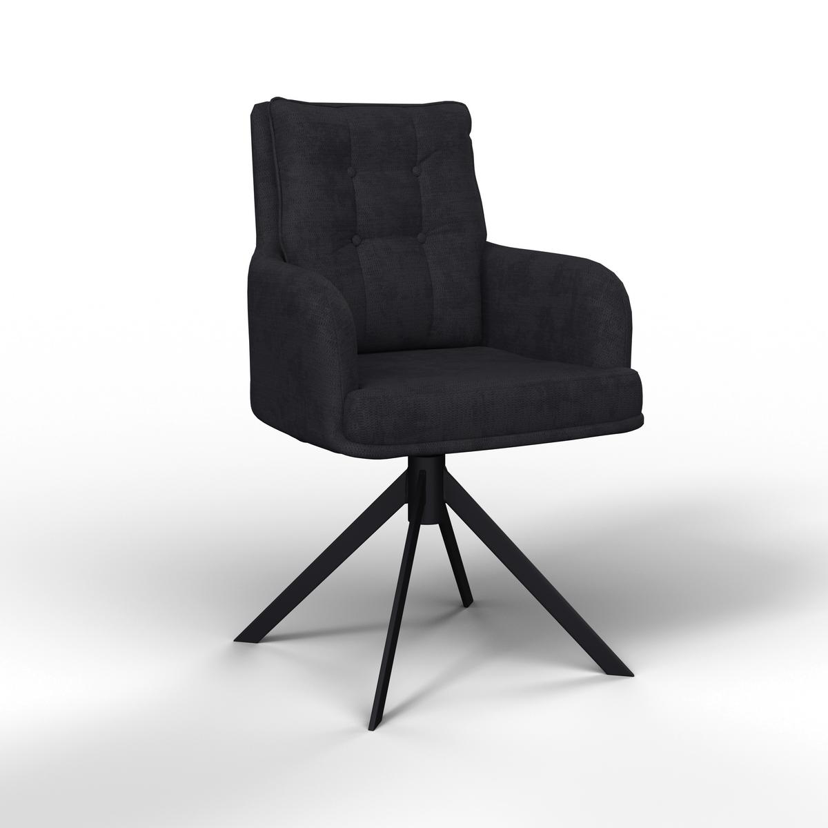Stolička s podrúčkami MARIETTA, čierna - čierna, Modern, kov/drevo (60/92/67cm) - Bessagi Home