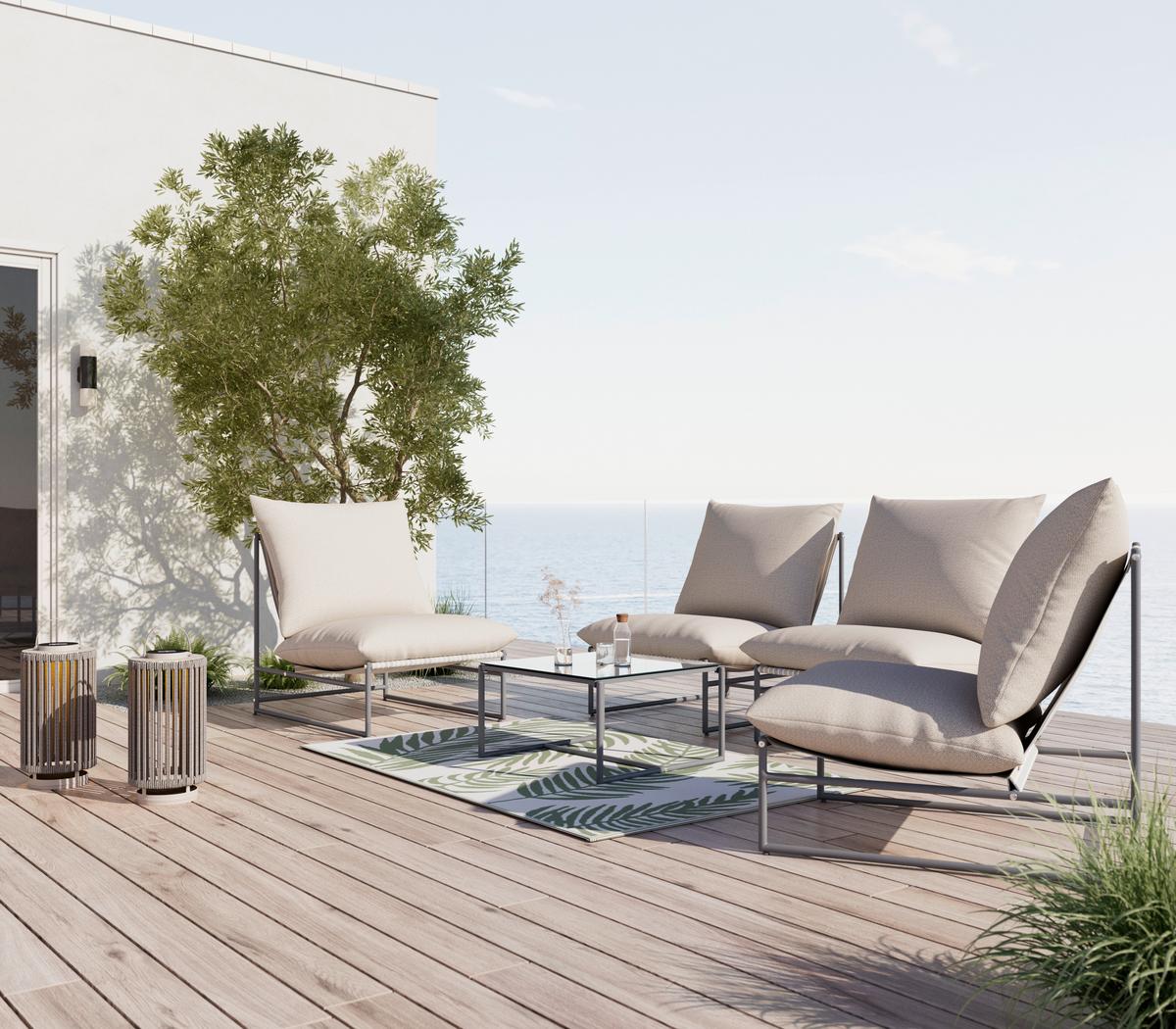 BALKÓNOVÁ ZOSTAVA LINO - viacfarebná/tmavosivá, Modern, kov/textil - Bessagi Garden