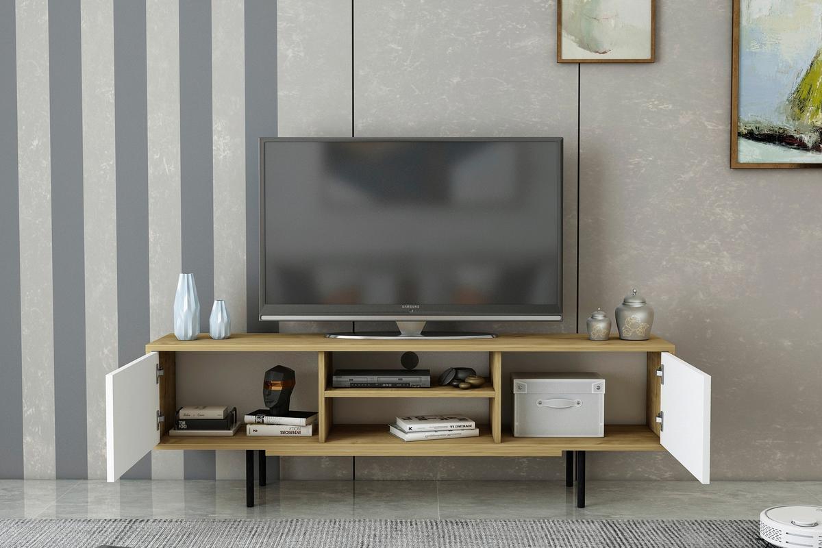 Nízká komoda, barvy dubu/bílá - bílá/černá, Design, kompozitní dřevo (160/50,5/35cm) - Livetastic