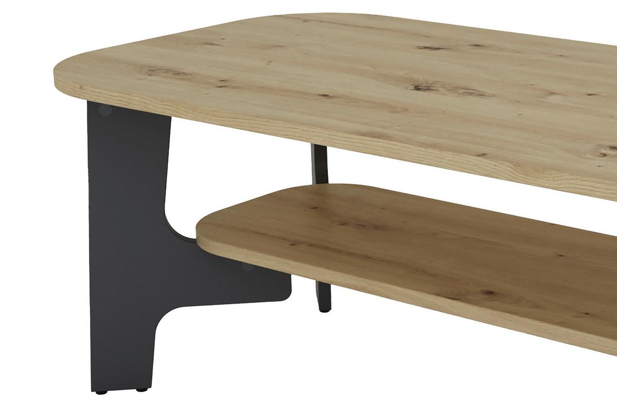 Couchtisch Jonny Graphitfarben/Eiche Dekor - Graphitfarben/Eiche Artisan, KONVENTIONELL, Holzwerkstoff (110/55/42,5cm) - MID.YOU