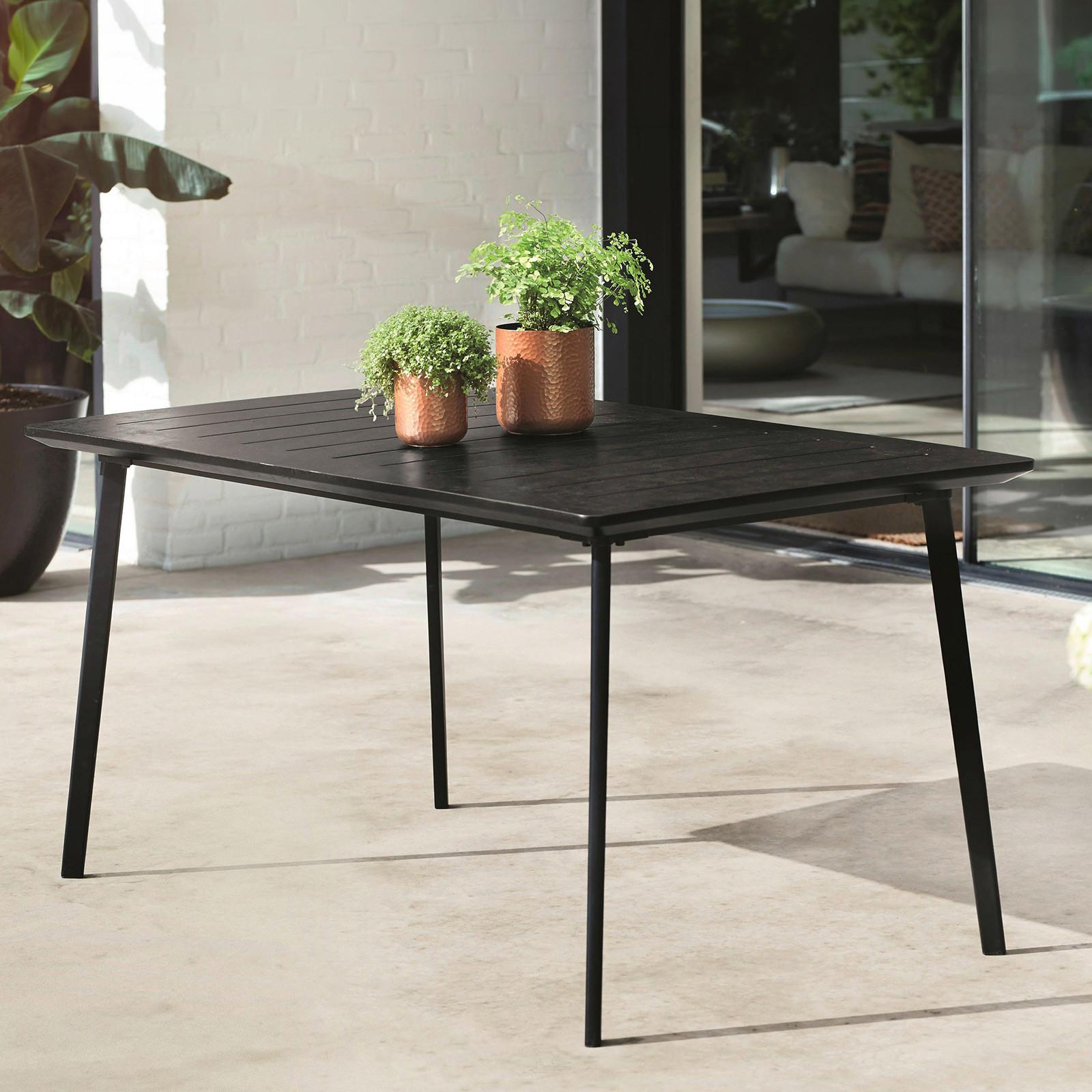 Gartentisch Metalea Table Metall L: 146 cm - Schwarz, Basics, Kunststoff/Metall (146/75/87cm) - Keter