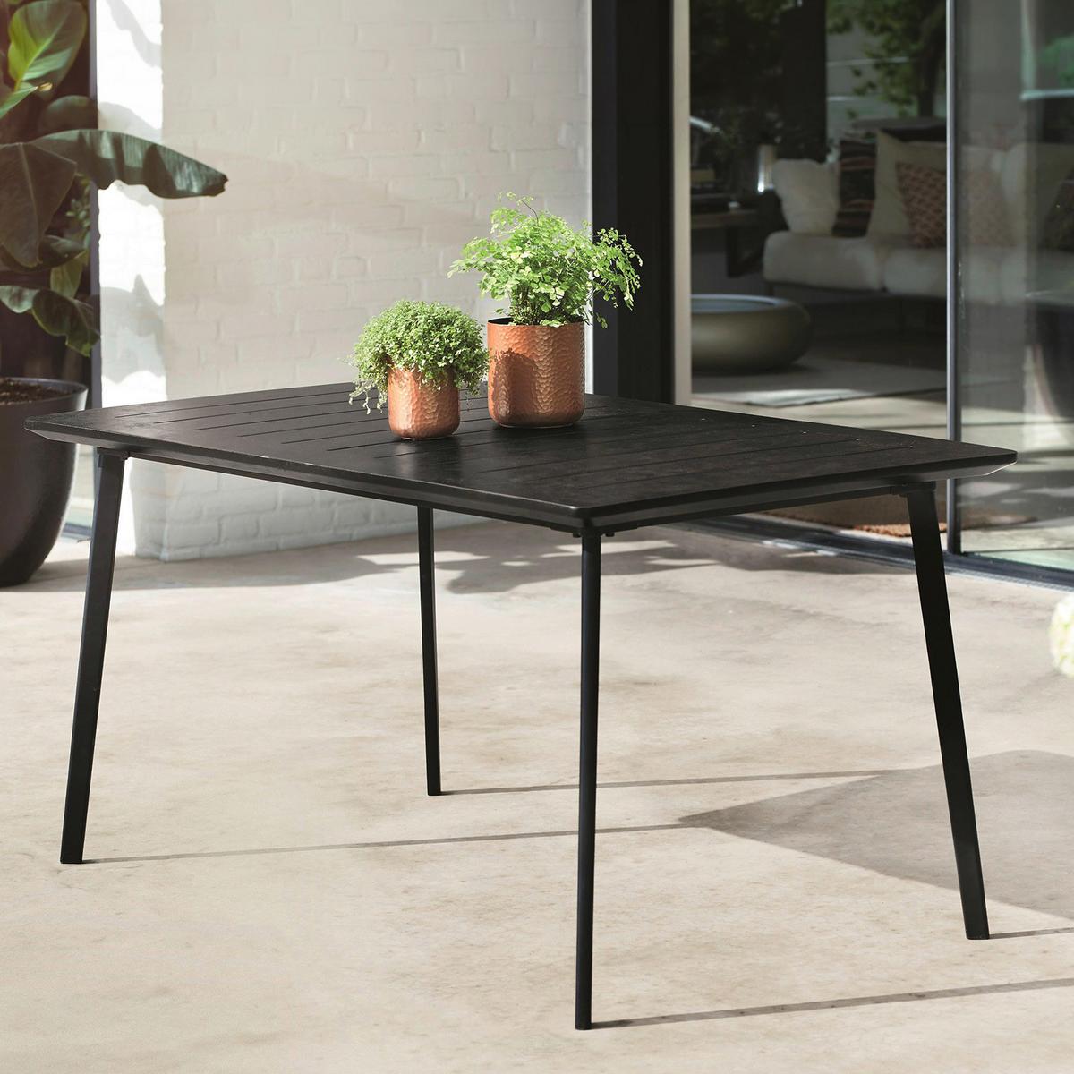 Gartentisch Metalea Table Metall L: 146 cm - Schwarz, Basics, Kunststoff/Metall (146/75/87cm) - Keter