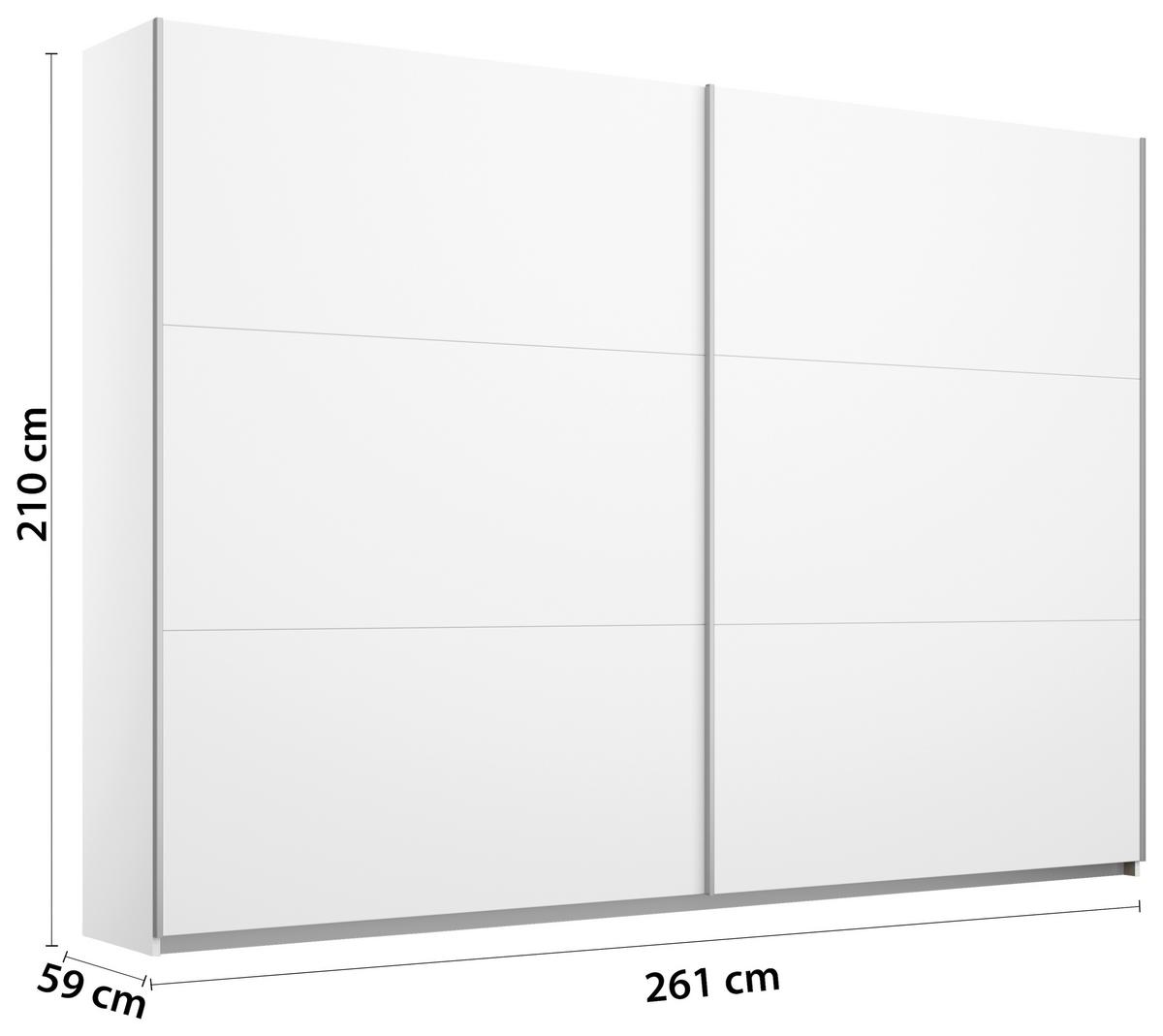 Skriňa s posuvnými dverami OSLO, šírka 261 cm - biela/hliníková, Konventionell, kov/kompozitné drevo (261/210/59cm) - Mömax