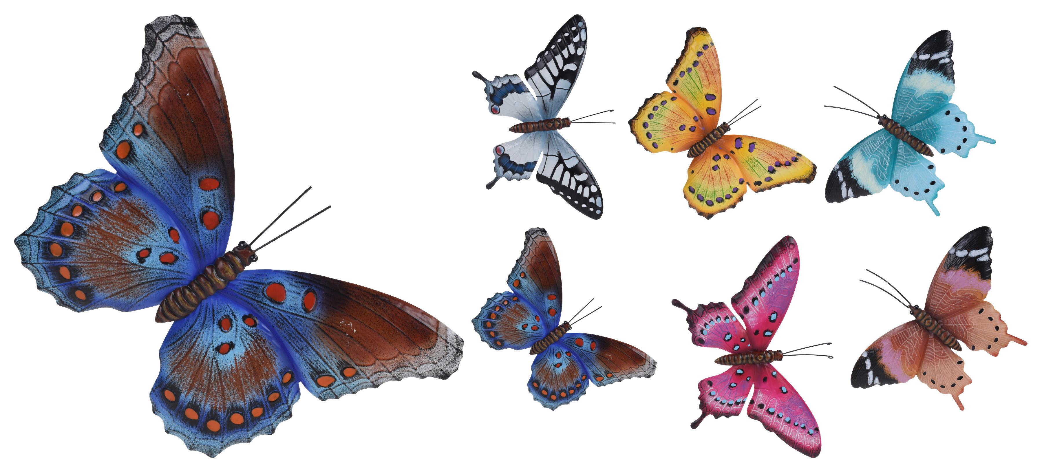 Deko Schmetterling Kathrin 24x35 cm Metall - Blau/Pink, Design, Metall (24/35cm)