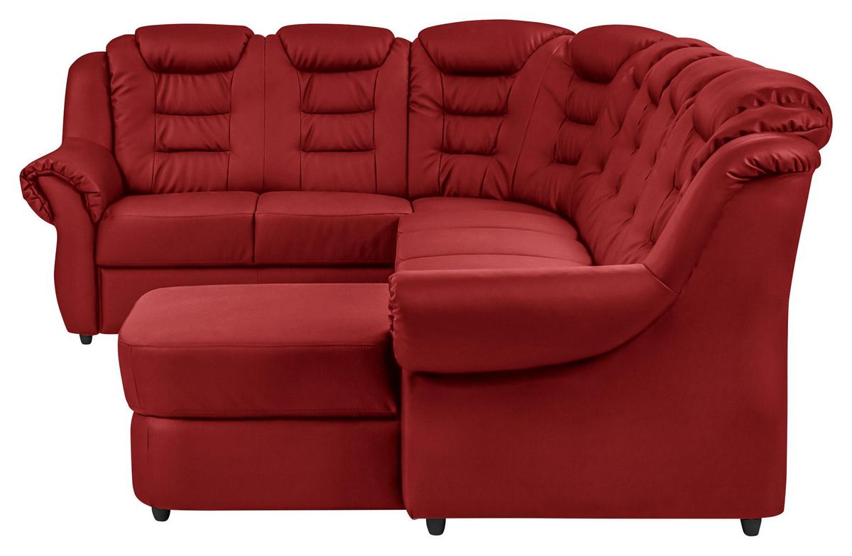 Wohnlandschaft Boston Rot Lederlook - Rot/Schwarz, KONVENTIONELL, Textil (216/333/165cm) - Livetastic