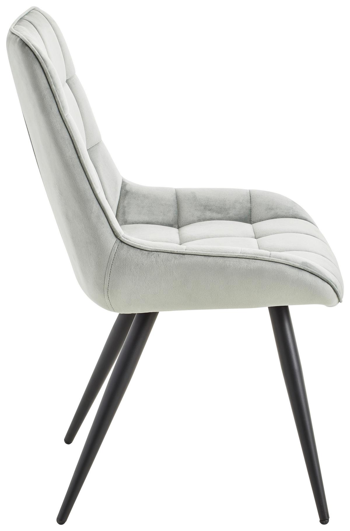 Schalenstuhl Marion Grau Samt Gepolstert - Schwarz/Grau, MODERN, Textil/Metall (53,5/90/62cm) - MID.YOU