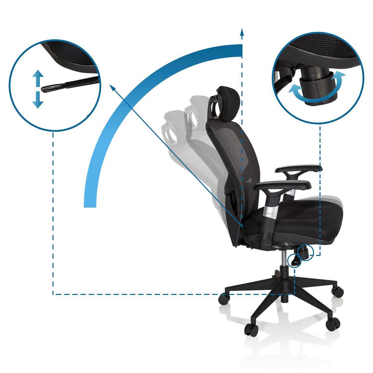 Bürostuhl Venus Base Schwarz/dunkelgrau Bis 120 Kg - Dunkelgrau/Schwarz, Basics, Kunststoff/Textil (66/117/65cm) - MID.YOU