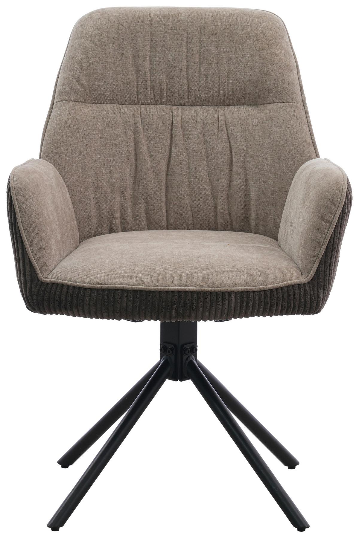 Armlehnstuhl Oulo Beige/Dunkelbraun B: 60 cm - Dunkelbraun/Beige, MODERN, Textil/Metall (60/89/65cm) - Livetastic