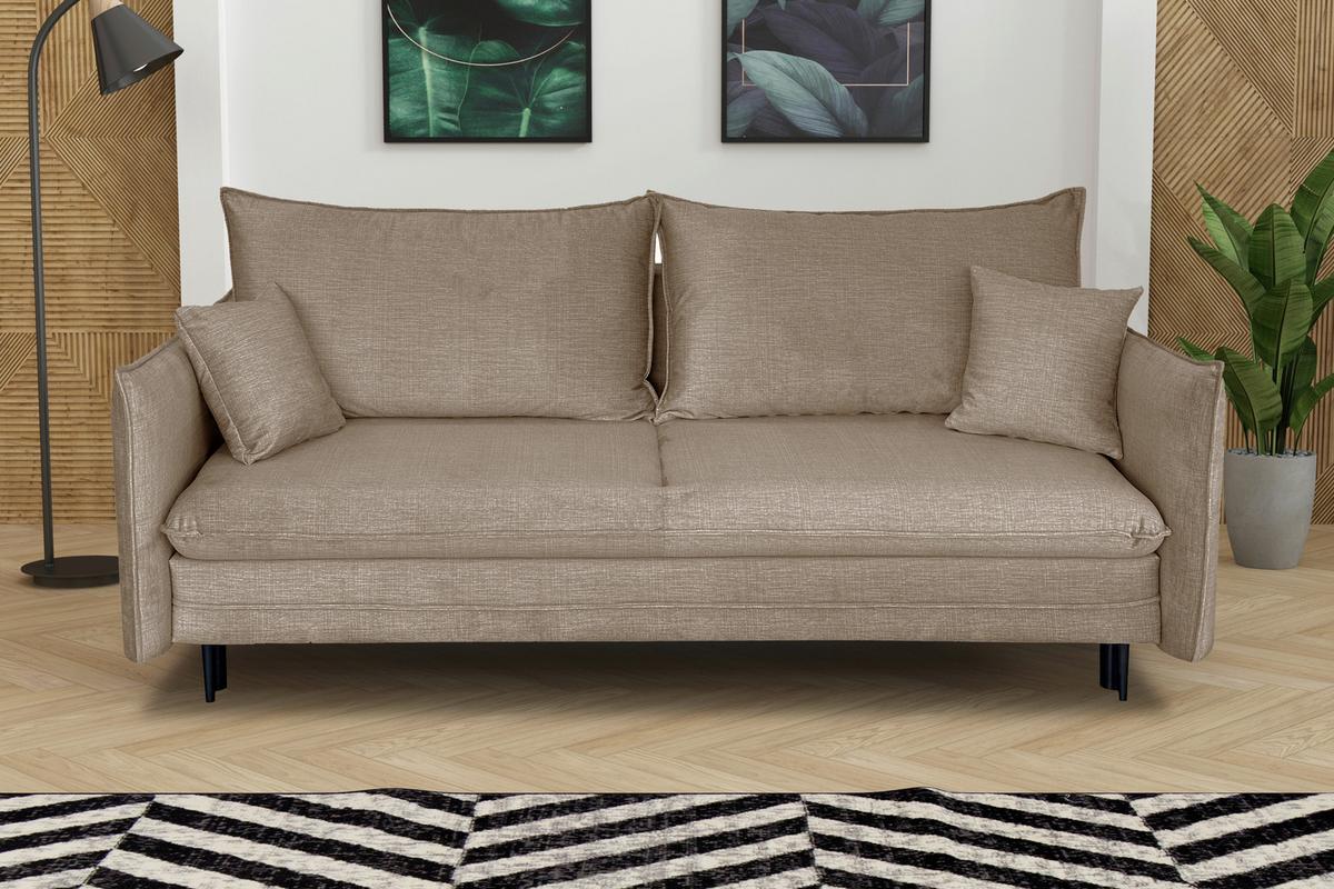 Schlafsofa Melody - Beige/Schwarz, Design, Textil (216/96/102cm) - MID.YOU