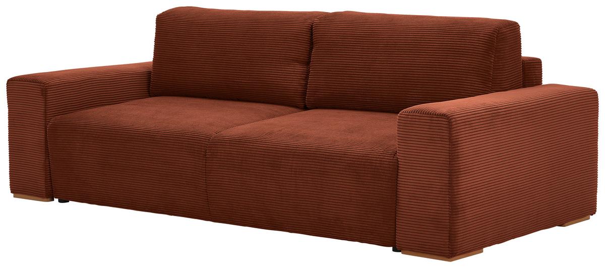 Schlafsofa Vouge Kupferfarben Bettkasten, B: 255 Cm - Buchefarben/Schwarz, KONVENTIONELL, Textil (255/86/123cm) - Livetastic